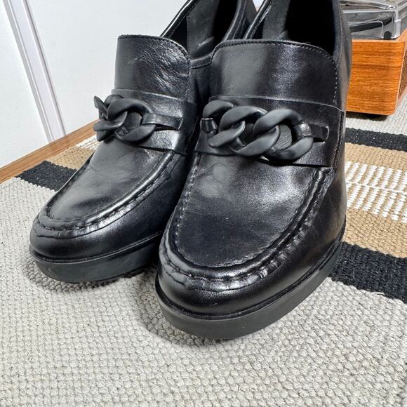 KENNETH COLE Justin Lug Loafer Booties Women 9M 90s Chunky Block Heel Leather - Picture 4 of 9